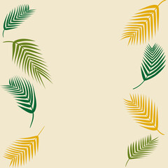 Fototapeta na wymiar Ornament with palm leaves in yellow-green color