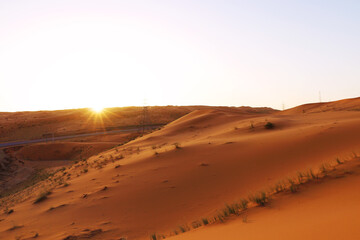 Sand dunes desert Background - Beautiful Arabian desert