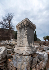 Fototapeta na wymiar Ephesus ancient city ruins ,statues and structures with different angles