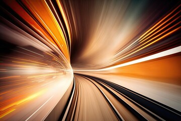 High Speed Train Tunnel Motion Blur Abstract generative ai