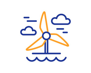 Windmill line icon. Wind power sign. Sustainable energy symbol. Colorful thin line outline concept. Linear style windmill icon. Editable stroke. Vector