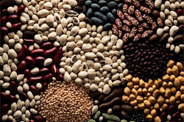 Mixed dry uncooked legumes full generative ai  background