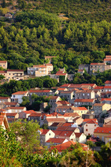 Fototapeta na wymiar Aerial view of Blato, small picturesque town on island Korcula, Croatia.
