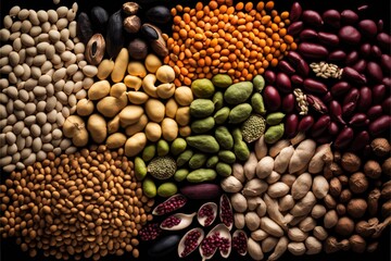 Mixed dry uncooked legumes full generative ai  background