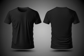 White blank T-shirt template from two sides, natural shape on invisible mannequin, AI generated