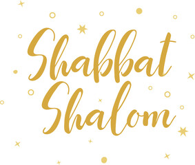 Shabbat Shalom. Congratulations in Hebrew. Lettering. Element for flyers, banner and posters. Modern calligraphy.