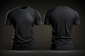 White blank T-shirt template from two sides, natural shape on invisible mannequin, AI generated