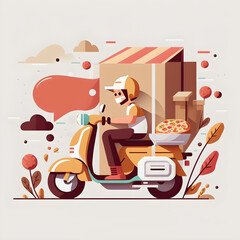 Food Delivery Rider Flat Design Illustration 