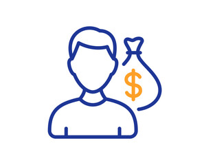 Salary line icon. Business wages sign. Cash money bribe symbol. Colorful thin line outline concept. Linear style salary icon. Editable stroke. Vector