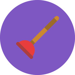 Plunger Multicolor Circle Flat Icon