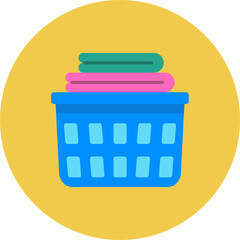 Laundry Basket Multicolor Circle Flat Icon