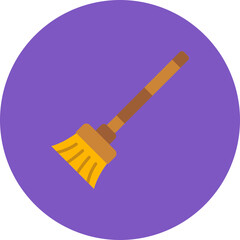 Broom Multicolor Circle Flat Icon