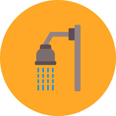 Shower Multicolor Circle Flat Icon