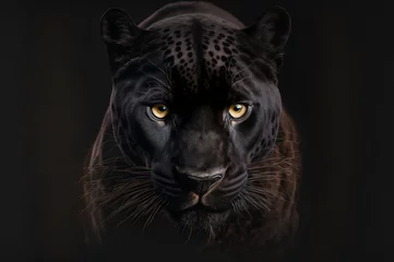 Foto op Plexiglas Black panther with a black background. ai generative. © Juan