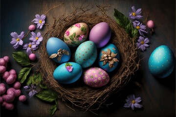 easter eggs in a basket