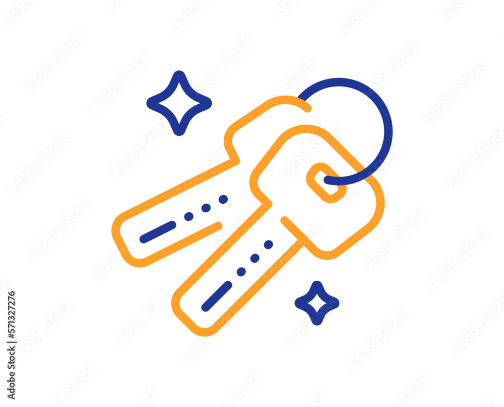 Poster keys line icon. door access lock sign. buy new house symbol. colorful thin line outline concept. lin