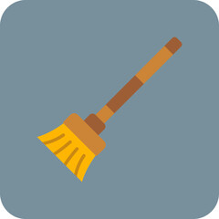 Broom Multicolor Round Corner Flat Icon