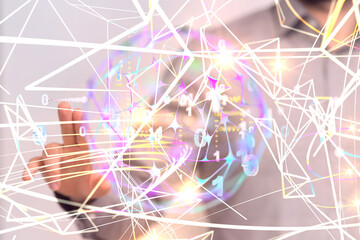 Abstract technology group and data 3d