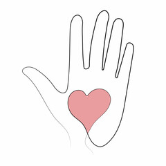 National month of volunteering April, icon, volunteer icon hand with heart. Concept of volunteering