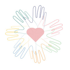 National month of volunteering April, icon, volunteer icon hand with heart. Concept of volunteering