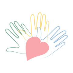 Obraz premium National month of volunteering April, icon, volunteer icon hand with heart. Concept of volunteering
