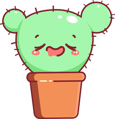 cute cartoon cactus with various cute expressions