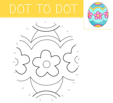 Dot to dot game coloring book with easter egg for kids. Coloring page with a cute cartoon easter egg. Connect the dots vector illustration.