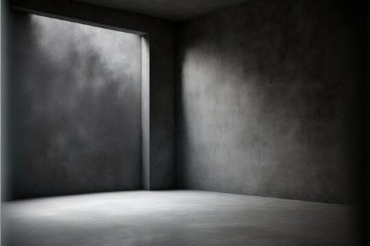 Empty Grey Room With Smoke 