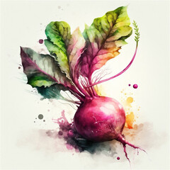AI Generative Beet Illustration in Watercolor Style