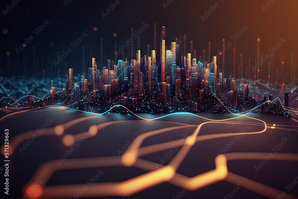 Poster abstract wavy curve technology background, business connection, lines dot, digital design, informati