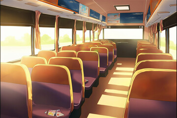 Fototapeta premium AI Generated Illustration of a Bus Interior