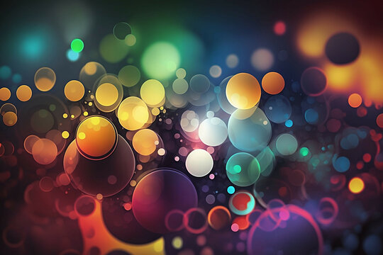 Background of bright bokeh effects new quality universal colorful technology illustration image design, generative ai