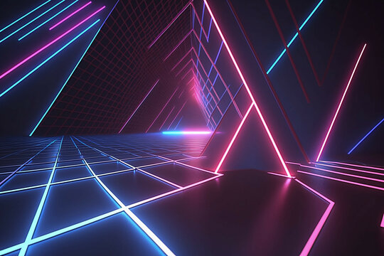  Neon lights neon backgrounnd new quality universal colorful holiday stock image illustration design, generative ai