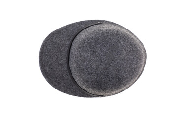 gray wool cap with visor isolated on white background