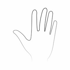 Handprint, contour work in the style of line art