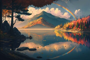 watercolor painting landscape color  illustration