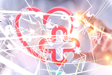 digital medical futuristic interface 3D rendering