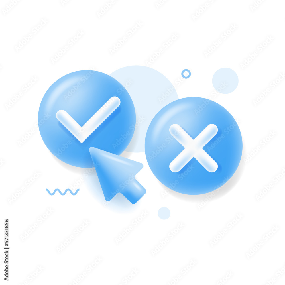 Poster tick check mark and cross mark symbols icon element, simple ok yes no graphic design, right checkmar