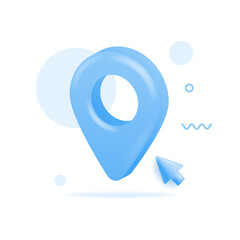 Realistic Location map pin gps pointer markers vector illustration for destination. 3D Style. Cursor click and abstract shapes in background