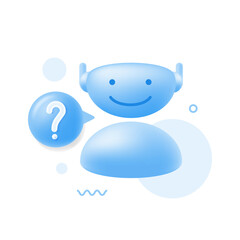 3D bot icon isolated on white background. Chatbot and online support concept. Cute robot. Can be used for many purposes. Trendy and modern vector in 3d style