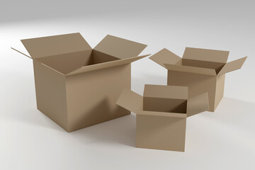 blank packaging grey cardboard box on light background with clipping path ready for product design 3d render