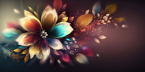Abstract floral 3d background render, colorful, generative ai
