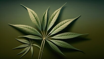  a marijuana leaf on a green background with a black border around the top of the leaf is a green background with a black border around the top.  generative ai