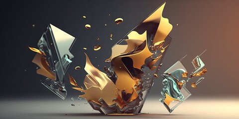 Abstract fluid 3d background render, colorful, generative ai
