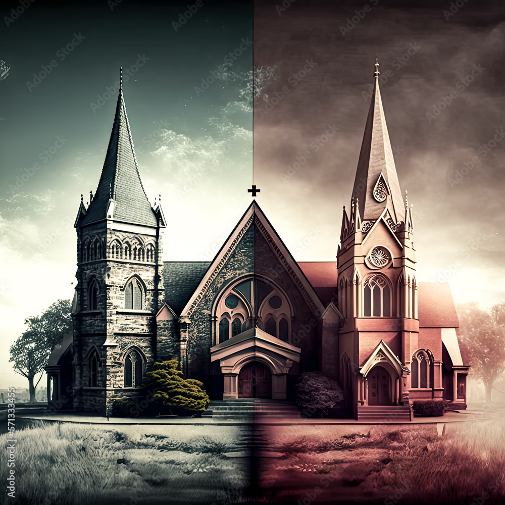 Poster the two separate churches came together to form a larger congregation. - generative ai