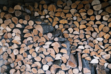 Alder firewood stacked with bunch