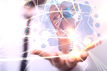 Neural network 3D illustration. Big data and cybersecurity
