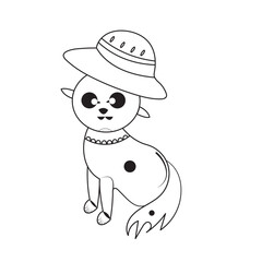 vector cute cat colored illustration for kids and coloring book design