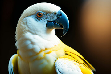 close up of a white parrot