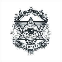 illuminati vintage black and white logo